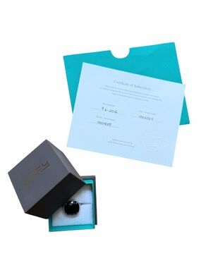 Effy Black Onyx 925 Sterling Silver Cushion Cut Ring with Box and COA Size 7